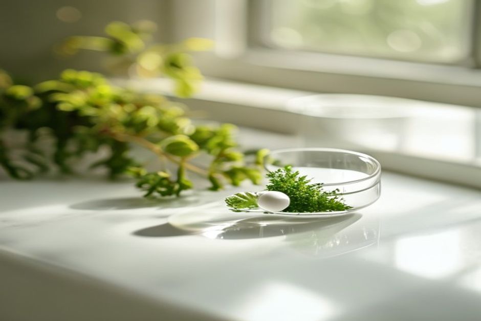 A single daily multivitamin tablet on a dish in bright window light, illustrating multivitamins and epigenetic aging